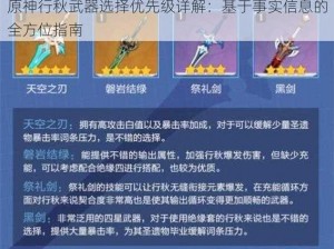 原神行秋武器选择优先级详解：基于事实信息的全方位指南